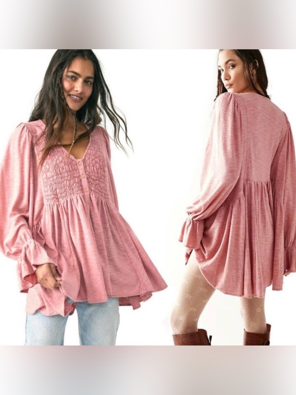 Free People Don’t Call Me Baby Smocked Tunic Dress